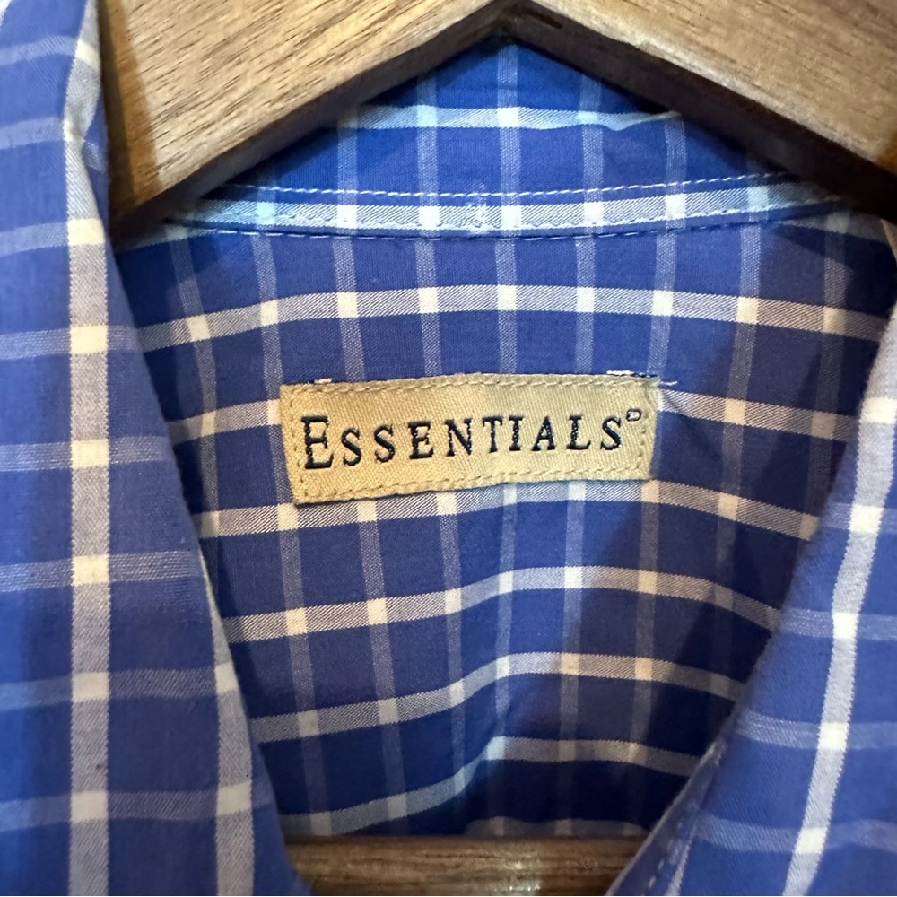 Essentials Blue And White Button Up - image 3
